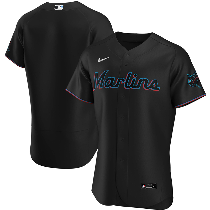 2020 MLB Men Miami Marlins Nike Black Alternate 2020 Authentic Jersey 1